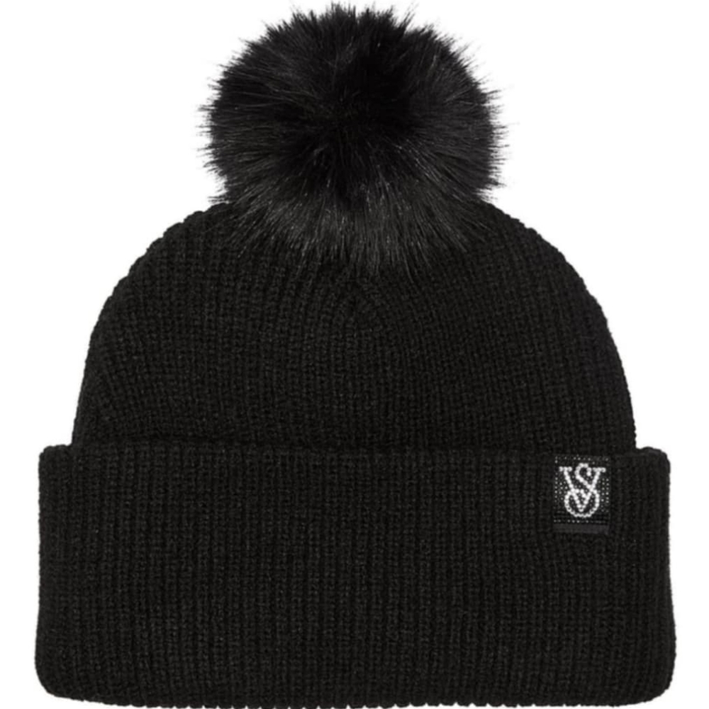 VICTORIA SECRET BLING PATCH POM BEANIE NWT